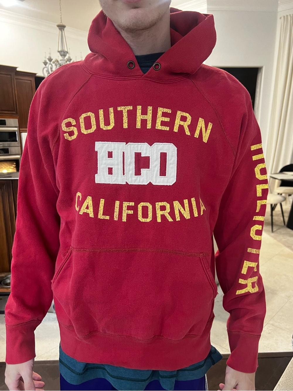 Vintage Hollister “Southern California” Boxy Red Grunge Distressed hoodie